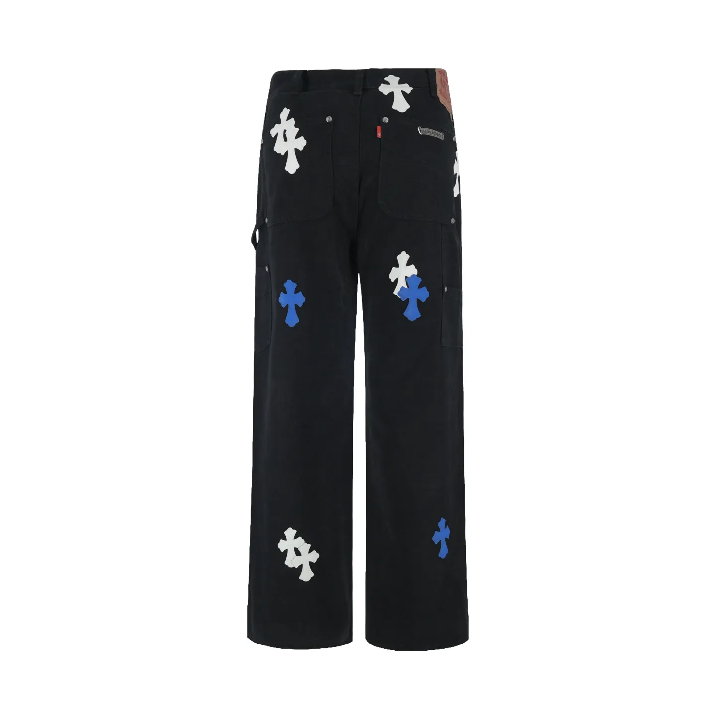 🅿️760 [Exclusive supply] CH Crow Heart Work Jeans are made of twill high-ounce washed denim fabric, exclusive CH-specific logging overalls style (non-Levis Vintage) custom-woven and dyed fabric, and the two-color cross is cowhide + sheepskin (all leather imported from Italy is custom-dyed separately, with consistent texture and no color difference). The stitch length, thread color, and wiring of the car are exactly the same. The inner lining is jacquard, with embroidery on the waist, 925 silver hardware, and heavy-duty washing and manual polishing. Size:32-34-36-38